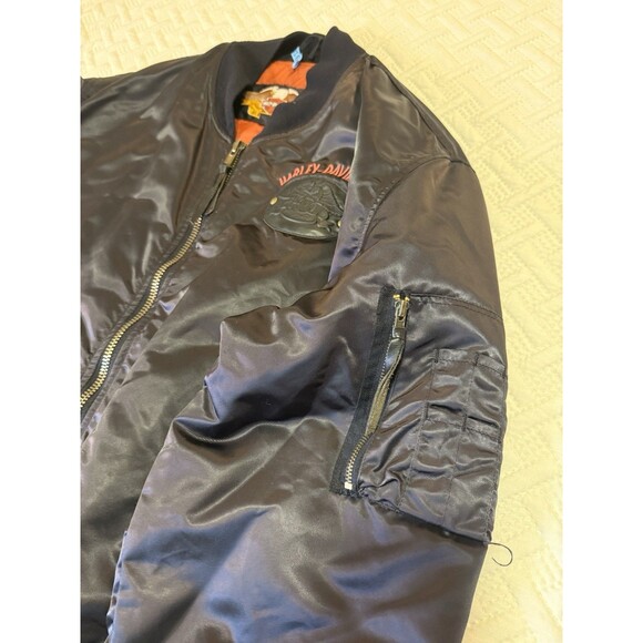 Vintage Harley Davidson Harley Owners Group HOG Satin 2XL Bomber Jacket USA - Picture 7 of 11